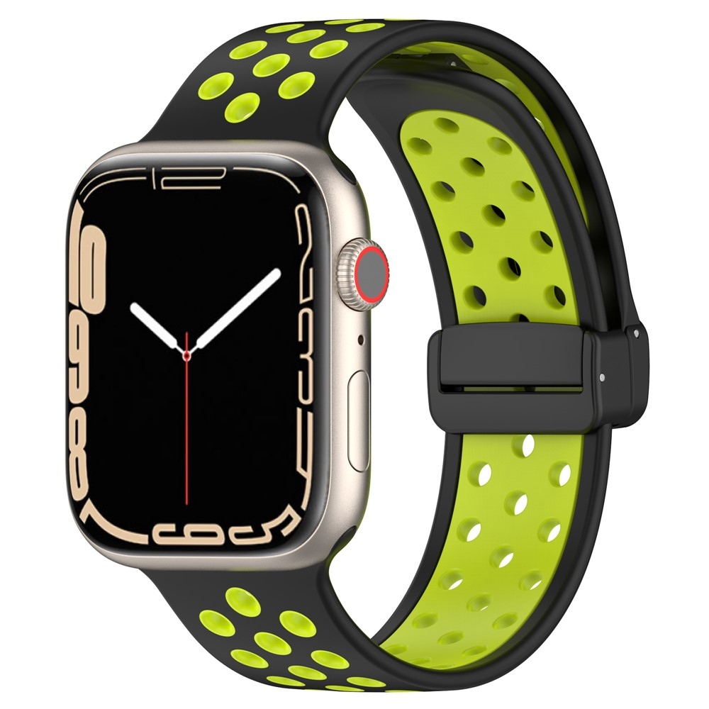 Dualc silikónový remienok na Apple Watch Ultra 4/3/2/1 49mm/12/11/10 46mm - čierny/lime