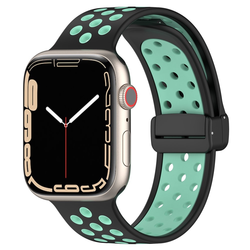 Dualc silikónový remienok na Apple Watch Ultra 4/3/2/1 49mm/12/11/10 46mm - čierny/zelený