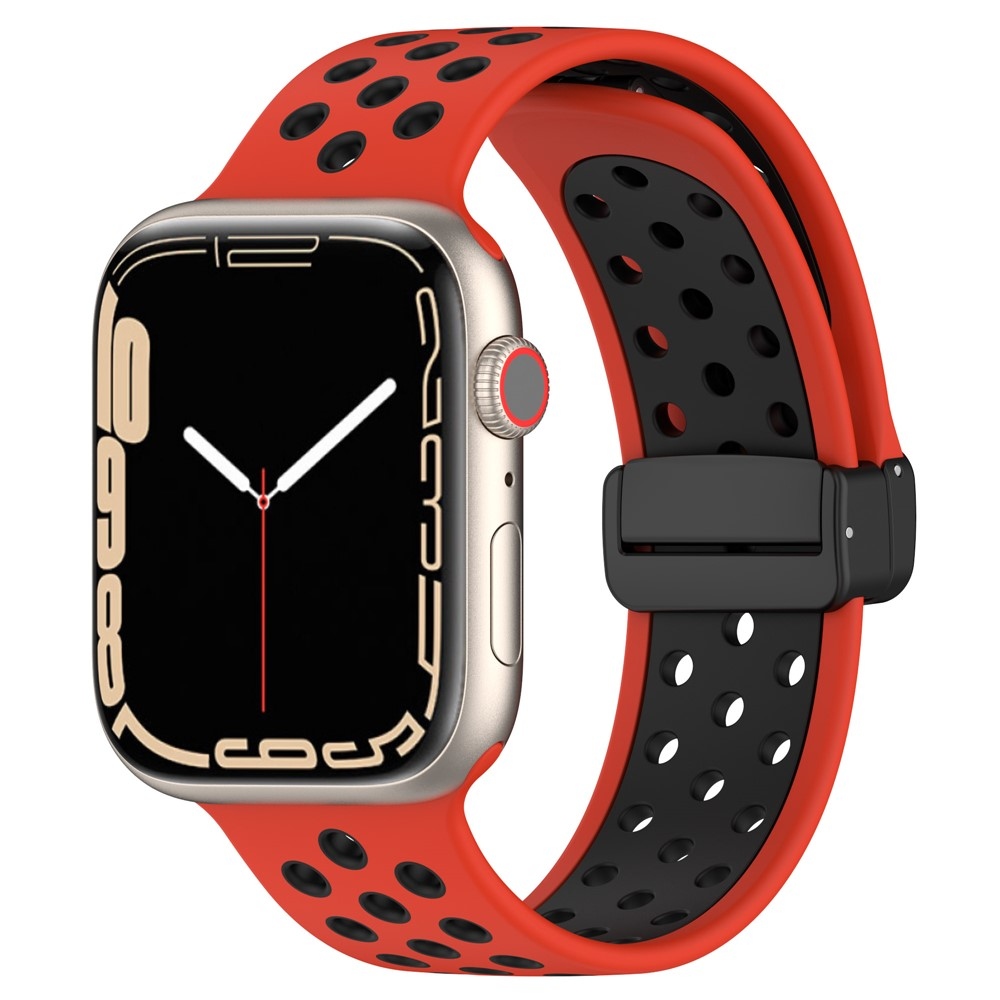 Dualc silikónový remienok na Apple Watch Ultra 4/3/2/1 49mm/12/11/10 46mm - červený/čierny