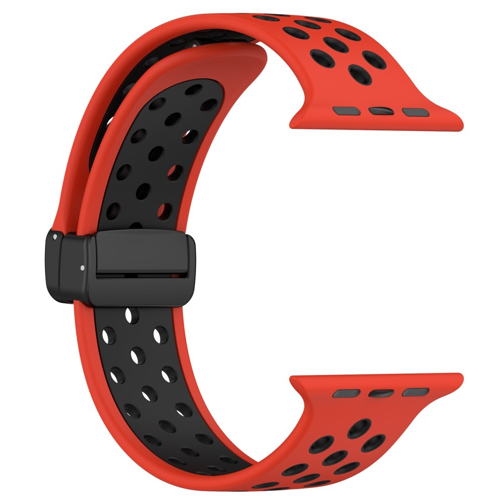 Dualc silikónový remienok na Apple Watch Ultra 4/3/2/1 49mm/12/11/10 46mm - červený/čierny