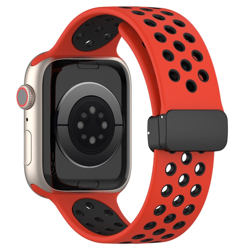 Dualc silikónový remienok na Apple Watch Ultra 4/3/2/1 49mm/12/11/10 46mm - červený/čierny