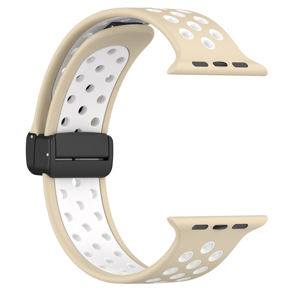 Dualc silikónový remienok na Apple Watch Ultra 4/3/2/1 49mm/12/11/10 46mm - khaki/biely