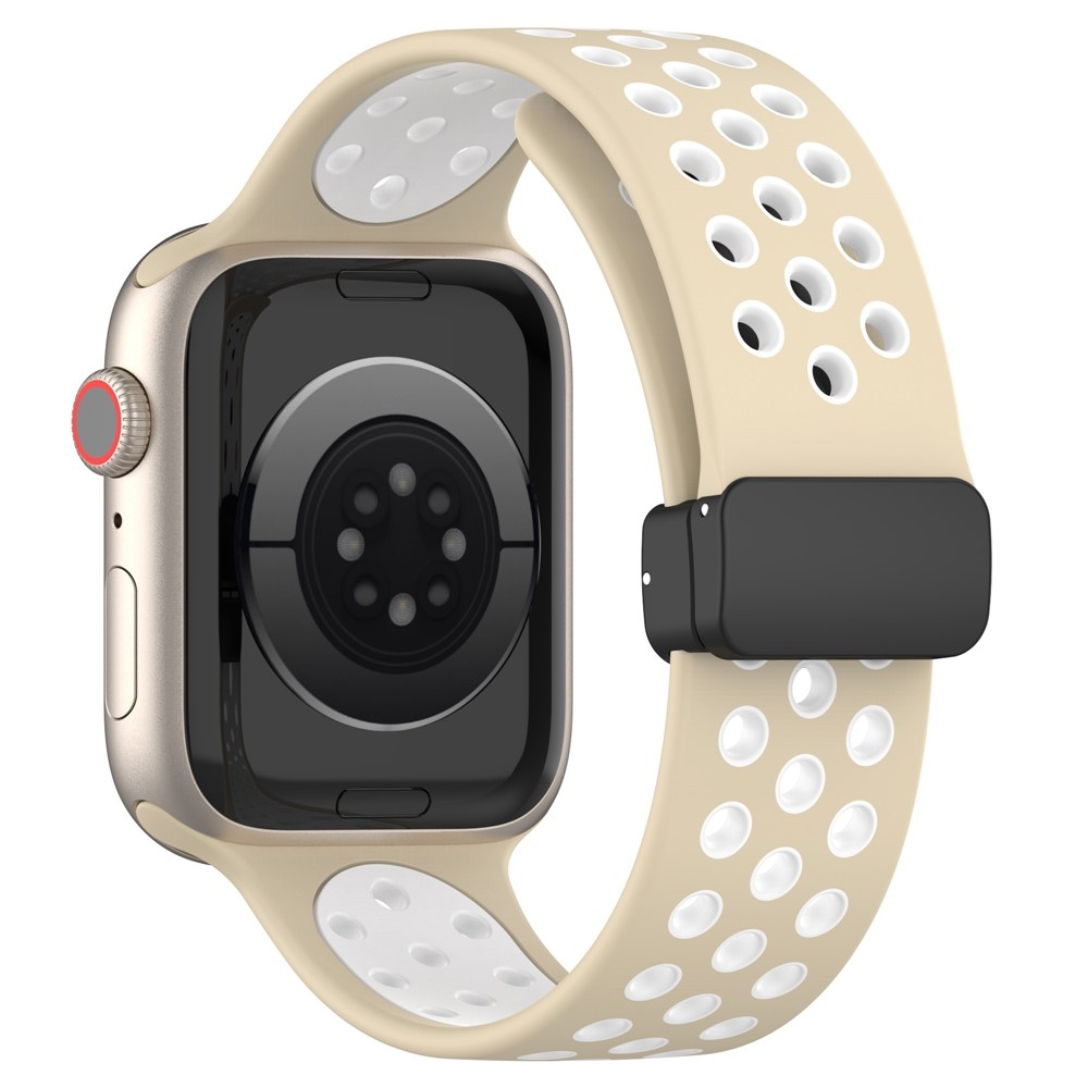Dualc silikónový remienok na Apple Watch Ultra 4/3/2/1 49mm/12/11/10 46mm - khaki/biely