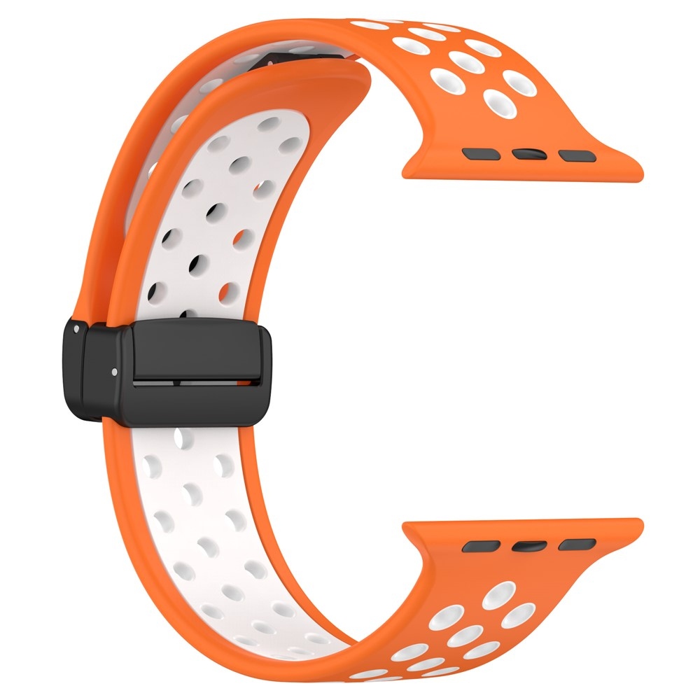 Dualc silikónový remienok na Apple Watch Ultra 4/3/2/1 49mm/12/11/10 46mm - oranžový/biely