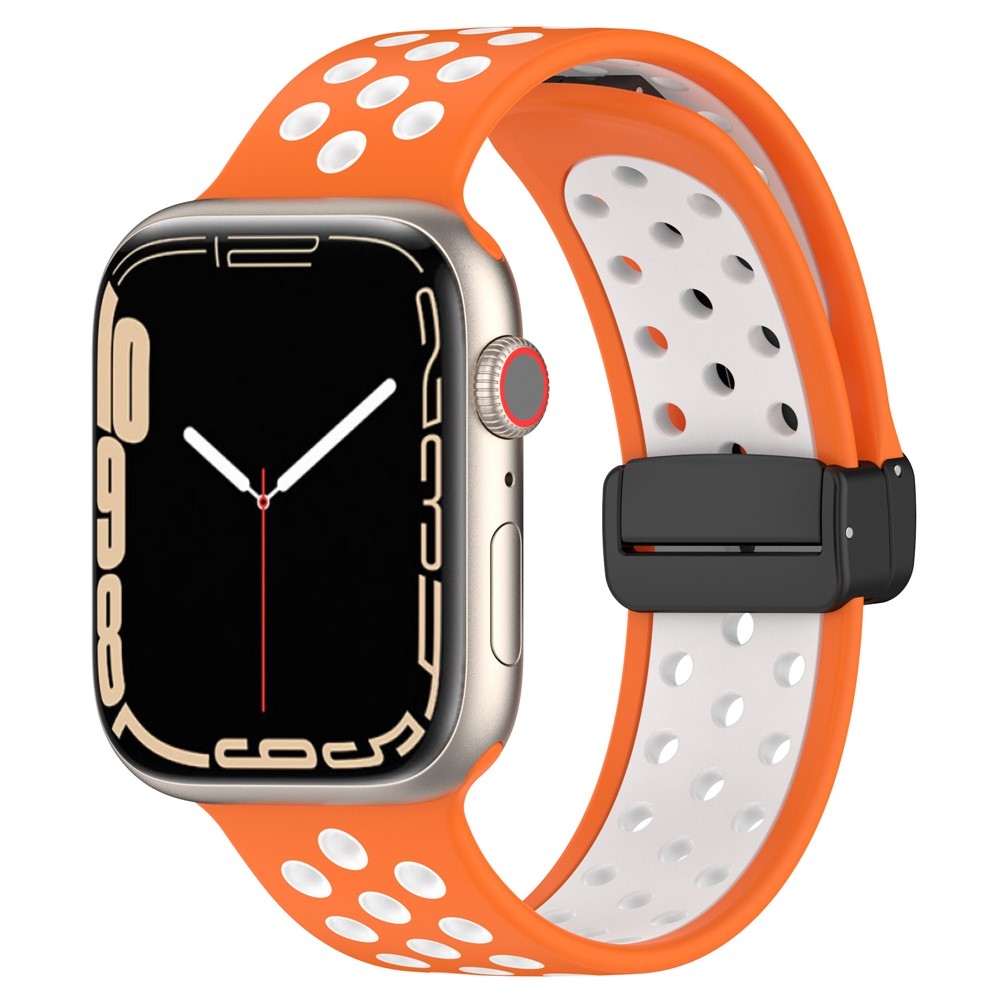 Dualc silikónový remienok na Apple Watch Ultra 4/3/2/1 49mm/12/11/10 46mm - oranžový/biely