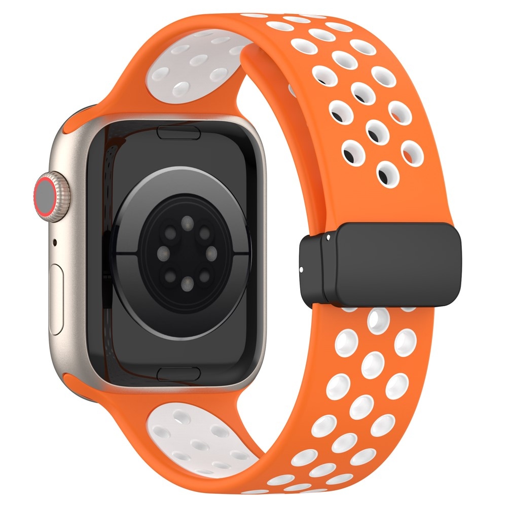 Dualc silikónový remienok na Apple Watch Ultra 4/3/2/1 49mm/12/11/10 46mm - oranžový/biely