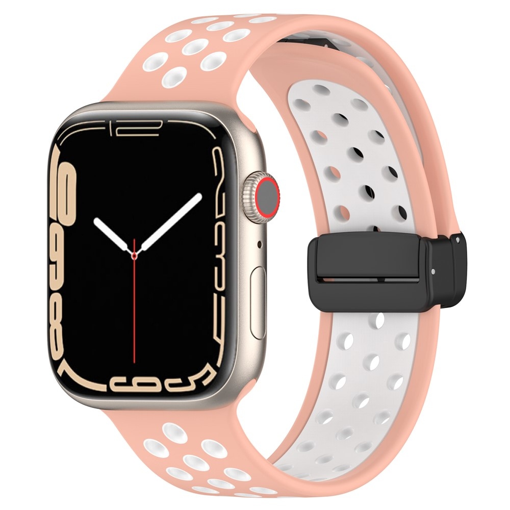 Dualc silikónový remienok na Apple Watch Ultra 4/3/2/1 49mm/12/11/10 46mm - ružový/biely