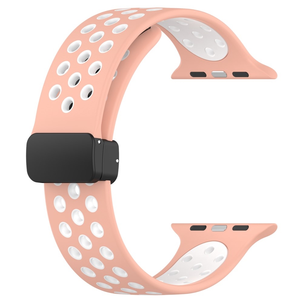 Dualc silikónový remienok na Apple Watch Ultra 4/3/2/1 49mm/12/11/10 46mm - ružový/biely