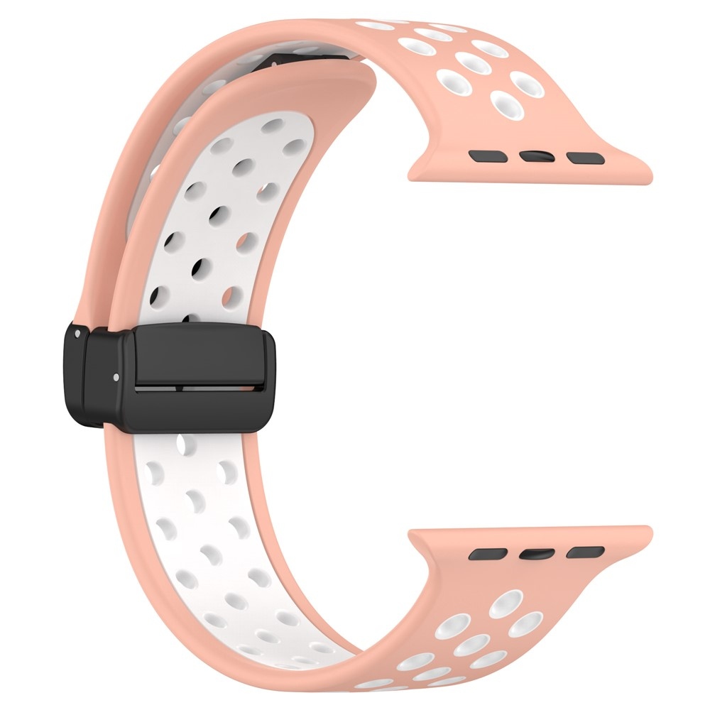 Dualc silikónový remienok na Apple Watch Ultra 4/3/2/1 49mm/12/11/10 46mm - ružový/biely