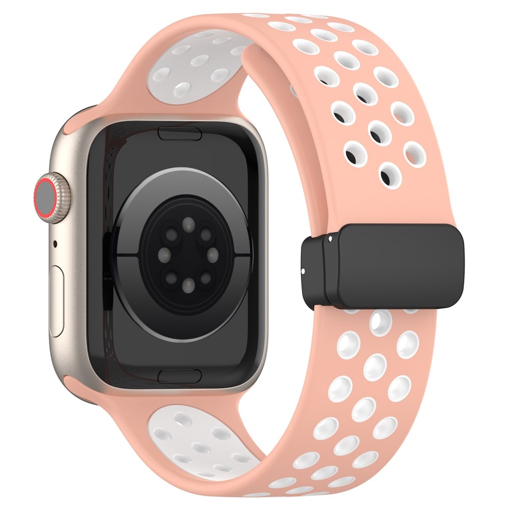 Dualc silikónový remienok na Apple Watch Ultra 4/3/2/1 49mm/12/11/10 46mm - ružový/biely