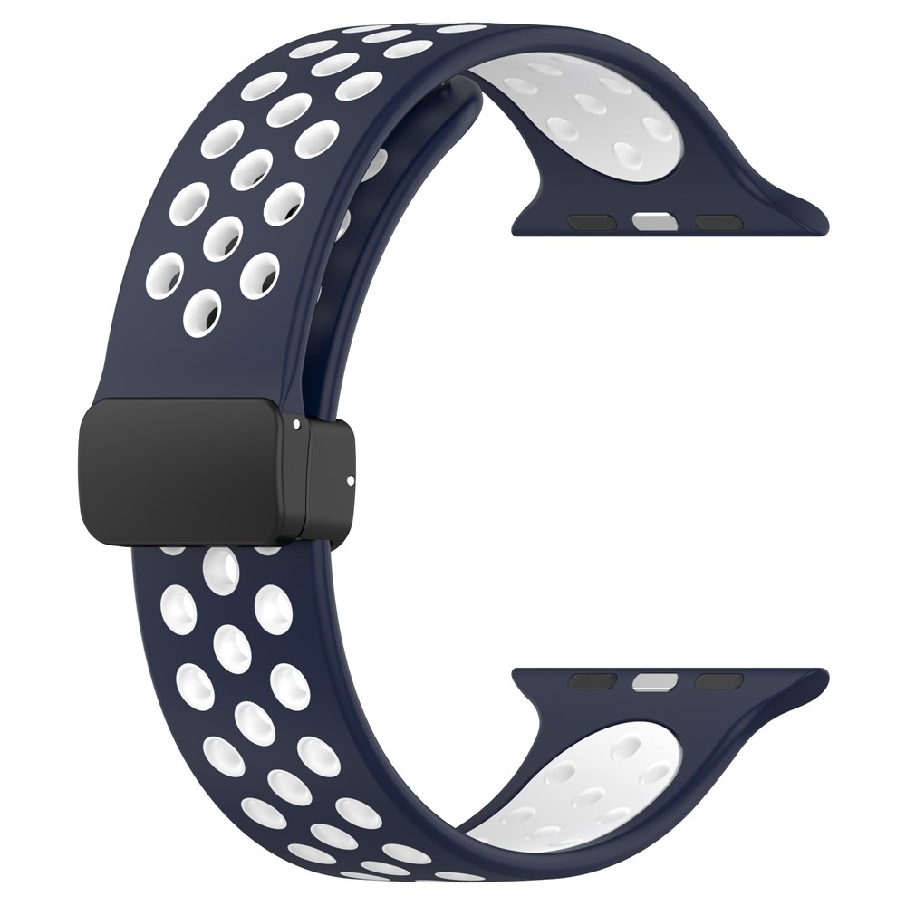 Dualc silikónový remienok na Apple Watch Ultra 4/3/2/1 49mm/12/11/10 46mm - tmavomodrý/biely