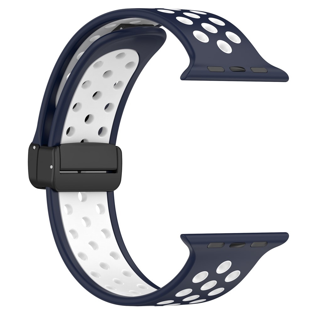 Dualc silikónový remienok na Apple Watch Ultra 4/3/2/1 49mm/12/11/10 46mm - tmavomodrý/biely
