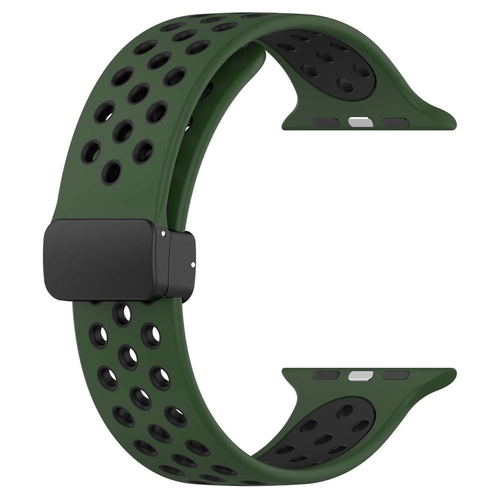 Dualc silikónový remienok na Apple Watch Ultra 4/3/2/1 49mm/12/11/10 46mm - tmavozelený/čierny