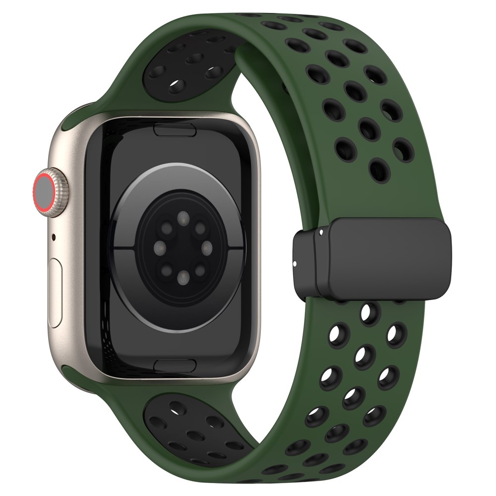 Dualc silikónový remienok na Apple Watch Ultra 4/3/2/1 49mm/12/11/10 46mm - tmavozelený/čierny