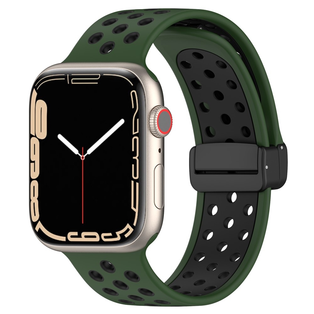 Dualc silikónový remienok na Apple Watch Ultra 4/3/2/1 49mm/12/11/10 46mm - tmavozelený/čierny