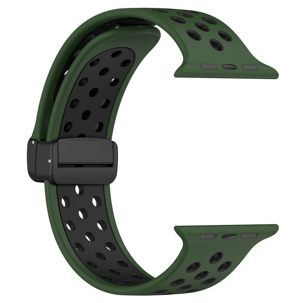 Dualc silikónový remienok na Apple Watch Ultra 4/3/2/1 49mm/12/11/10 46mm - tmavozelený/čierny