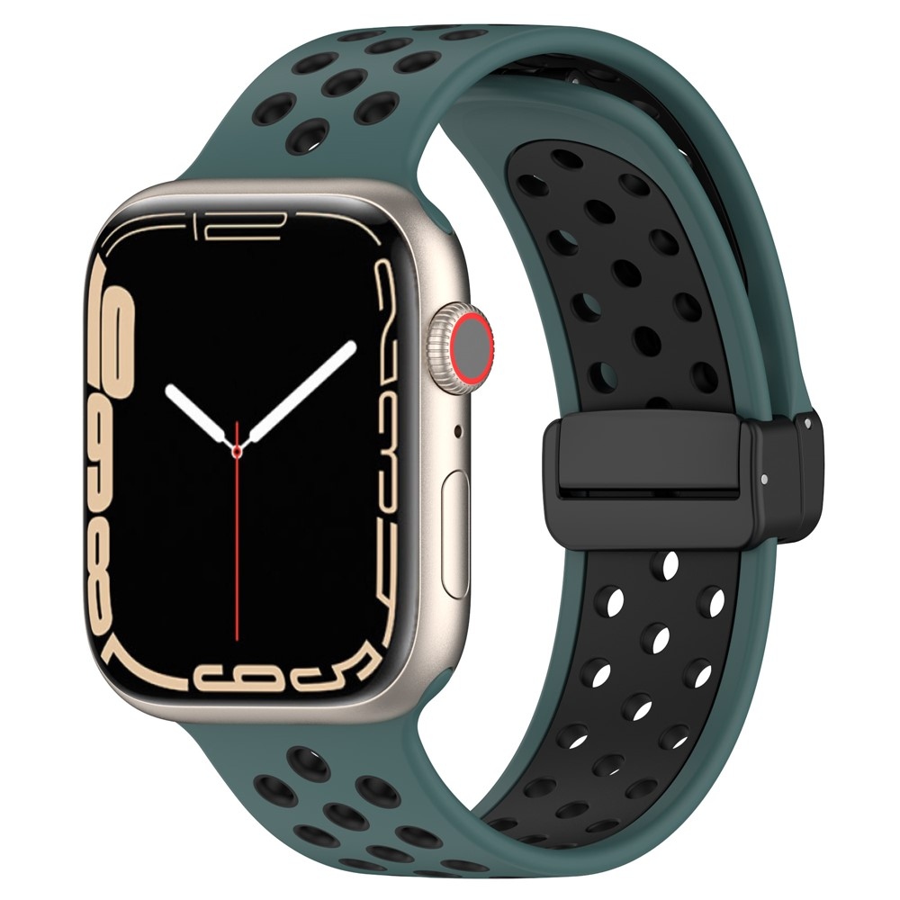 Dualc silikónový remienok na Apple Watch Ultra 4/3/2/1 49mm/12/11/10 46mm - zelený/čierny