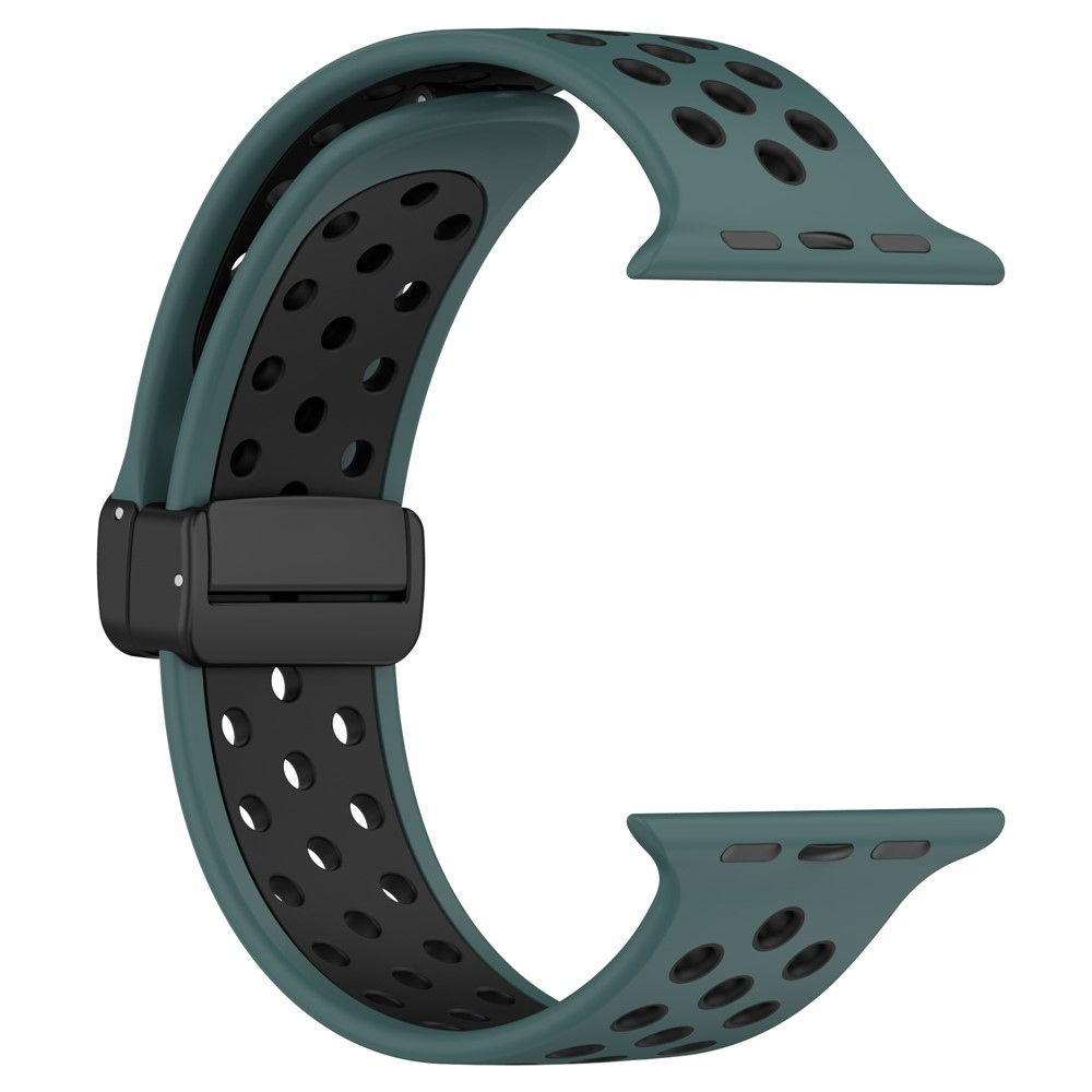 Dualc silikónový remienok na Apple Watch Ultra 4/3/2/1 49mm/12/11/10 46mm - zelený/čierny