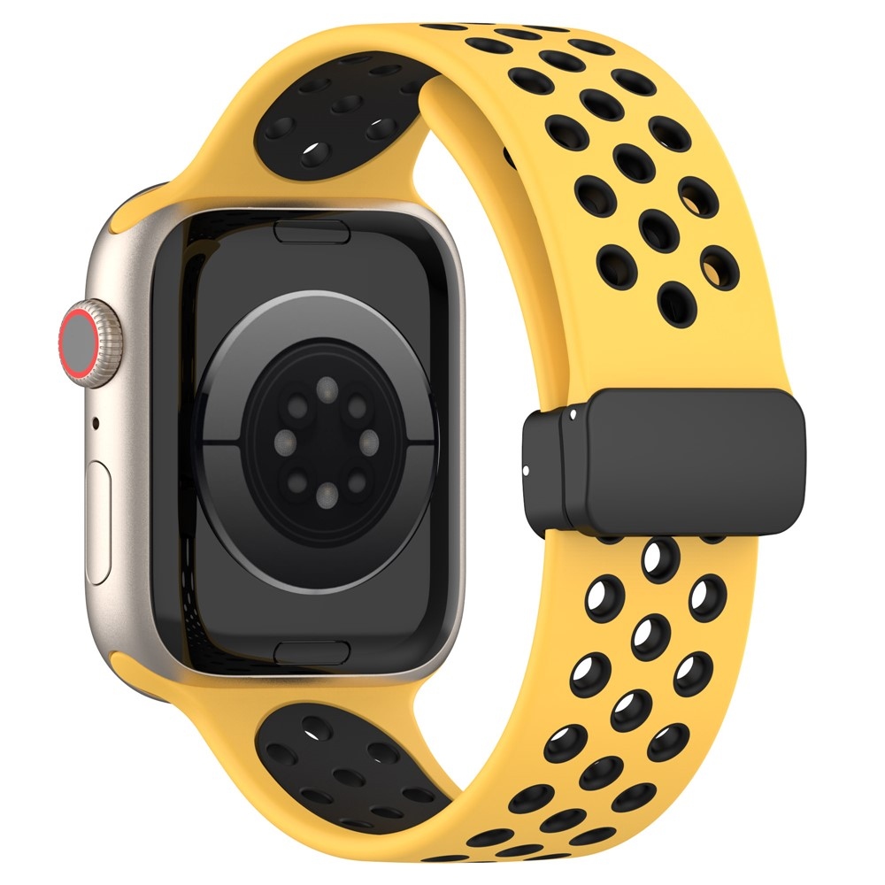 Dualc silikónový remienok na Apple Watch Ultra 4/3/2/1 49mm/12/11/10 46mm - žltý/čierny