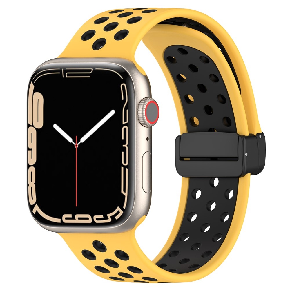 Dualc silikónový remienok na Apple Watch Ultra 4/3/2/1 49mm/12/11/10 46mm - žltý/čierny