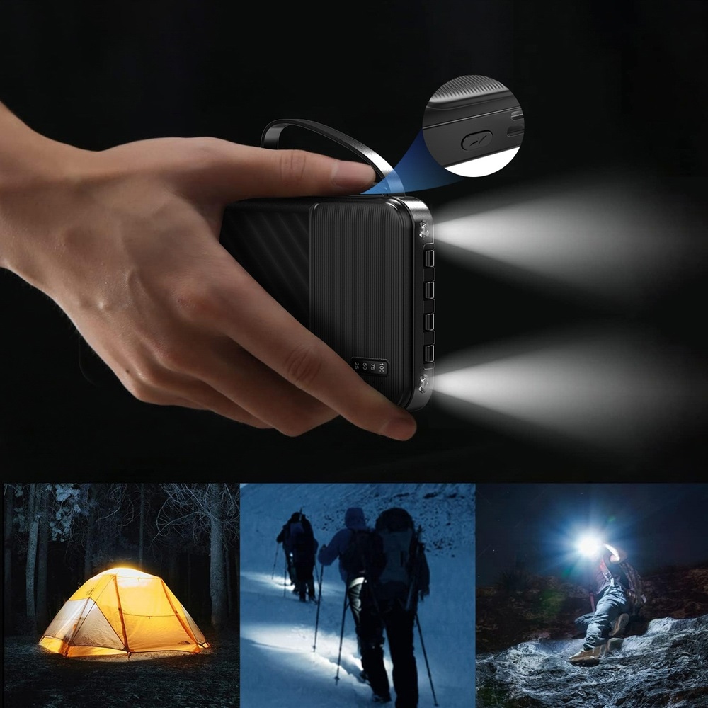 Dudao K11 10000mAh Powerbank so zabudovanými káblami - čierna