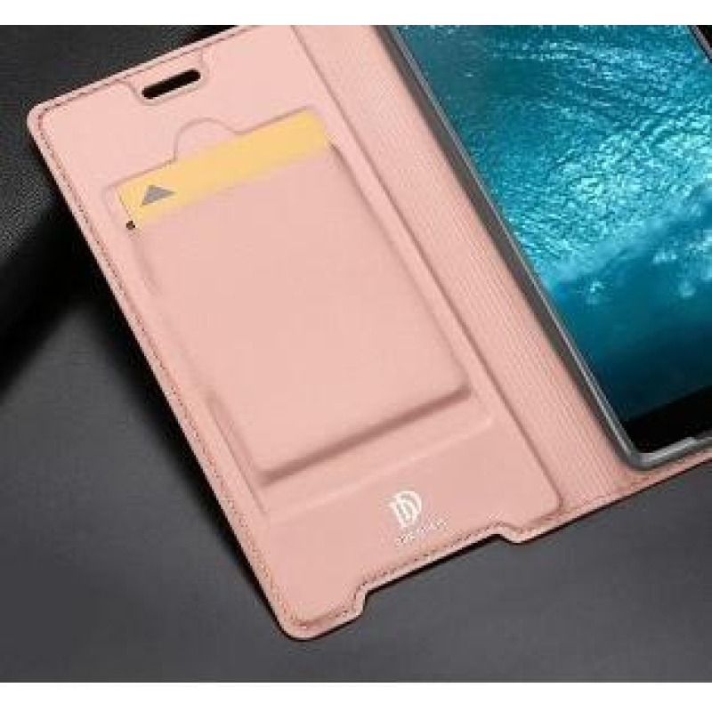 DUX elegantní PU kožené peňaženkové puzdro na Sony Xperia XZ3 - rosegold