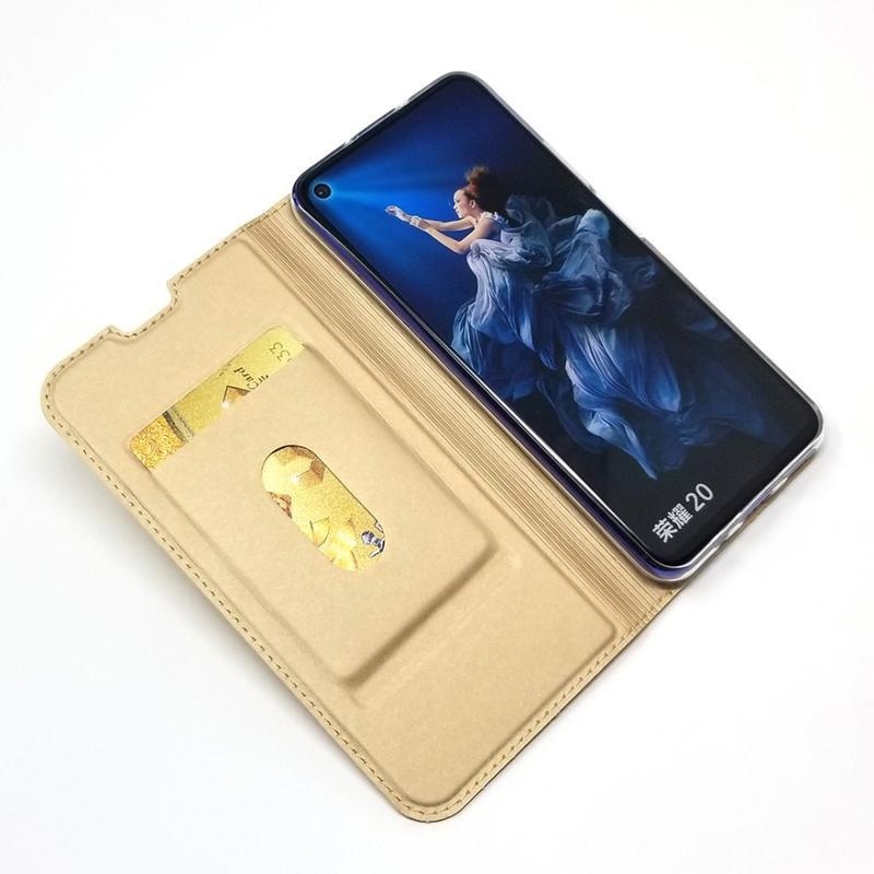 DUX elegantné PU kožené puzdro na mobil Honor 20 / Huawei Nova 5T - zlaté