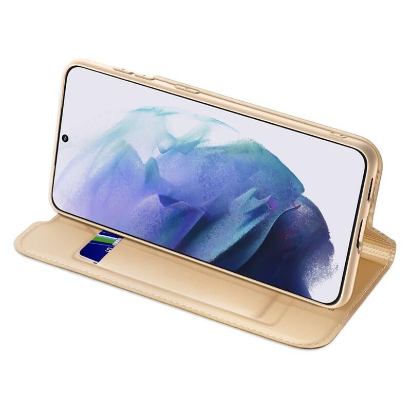 DUX elegantné PU kožené púzdro na mobil Samsung Galaxy S22+ 5G - zlaté