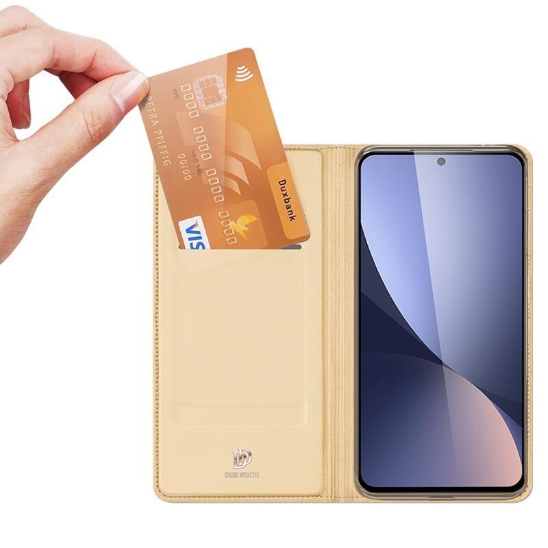 DUX elegantné PU kožené púzdro na mobil Xiaomi 12/12X - zlaté