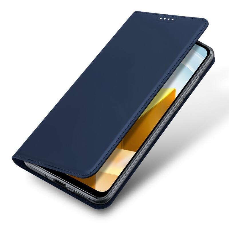 DUX elegantné PU kožené púzdro na mobil Xiaomi Poco M5 - tmavomodré