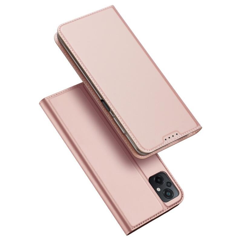 DUX elegantné PU kožené púzdro na mobil Xiaomi Poco M5 - ružovozlaté