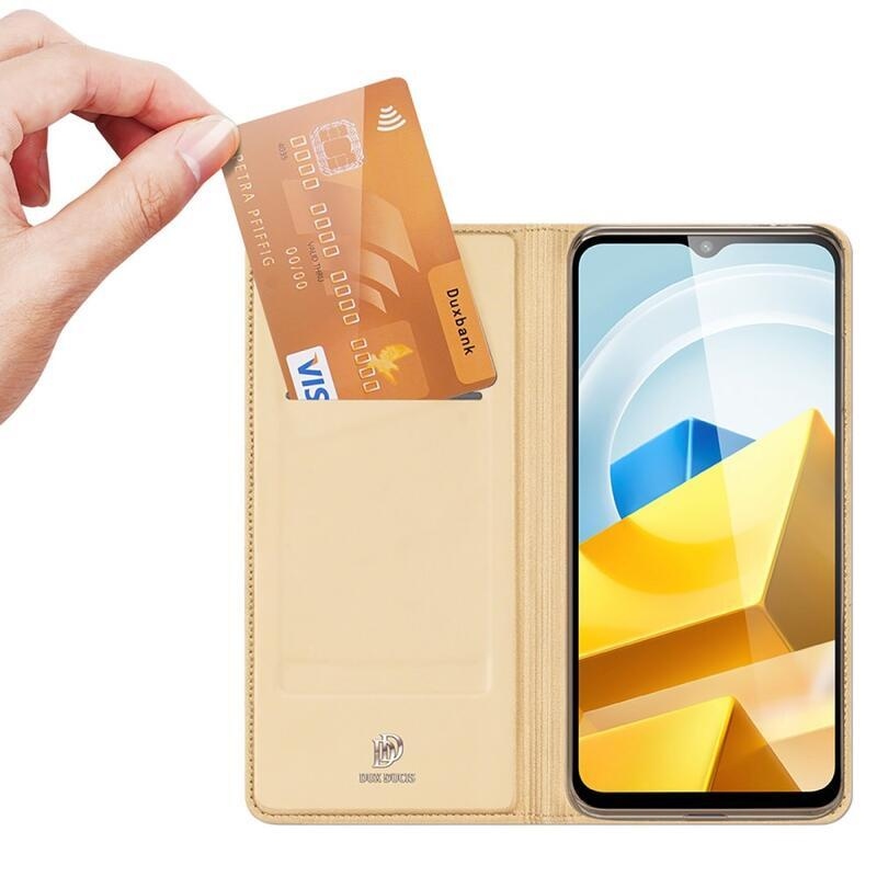 DUX elegantné PU kožené púzdro na mobil Xiaomi Poco M5 - zlaté