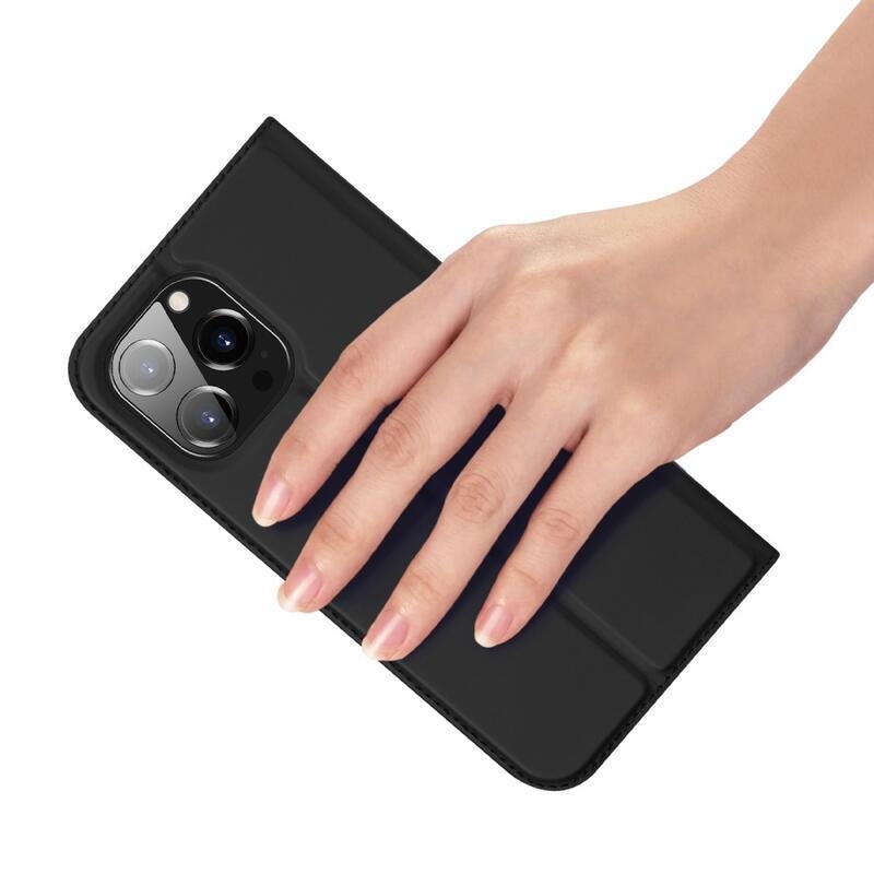 DUX elegantné PU kožené púzdro pre mobil iPhone 14 Pro 6.1 - čierne