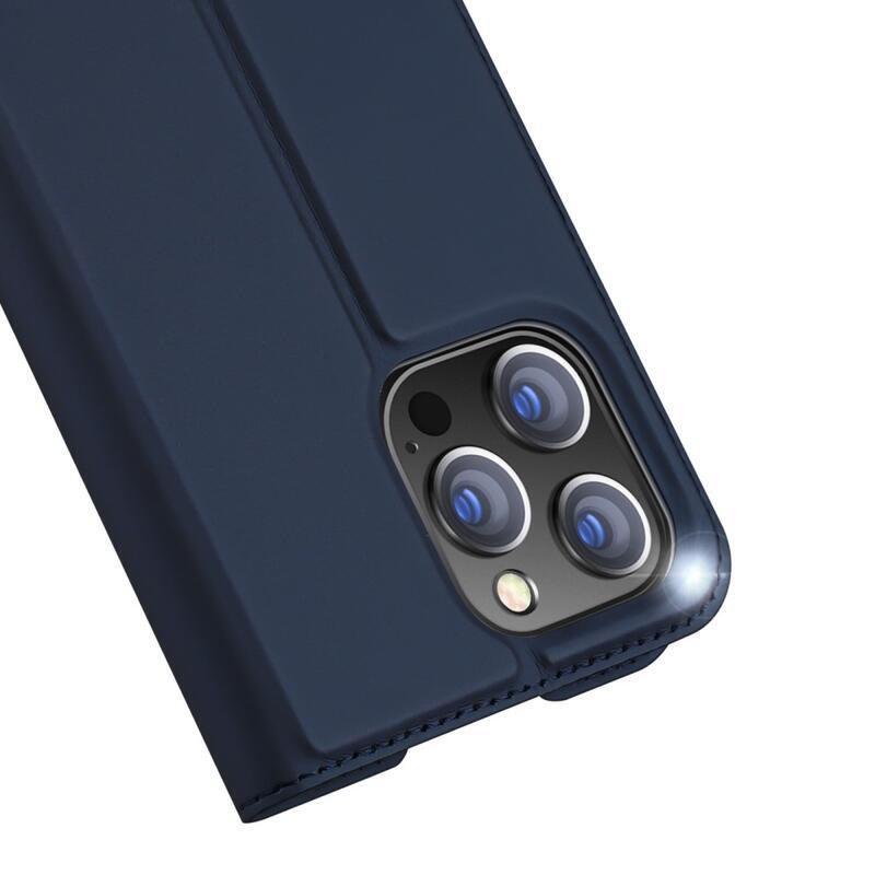 DUX elegantné PU kožené púzdro pre mobil iPhone 14 Pro 6.1 - tmavomodré