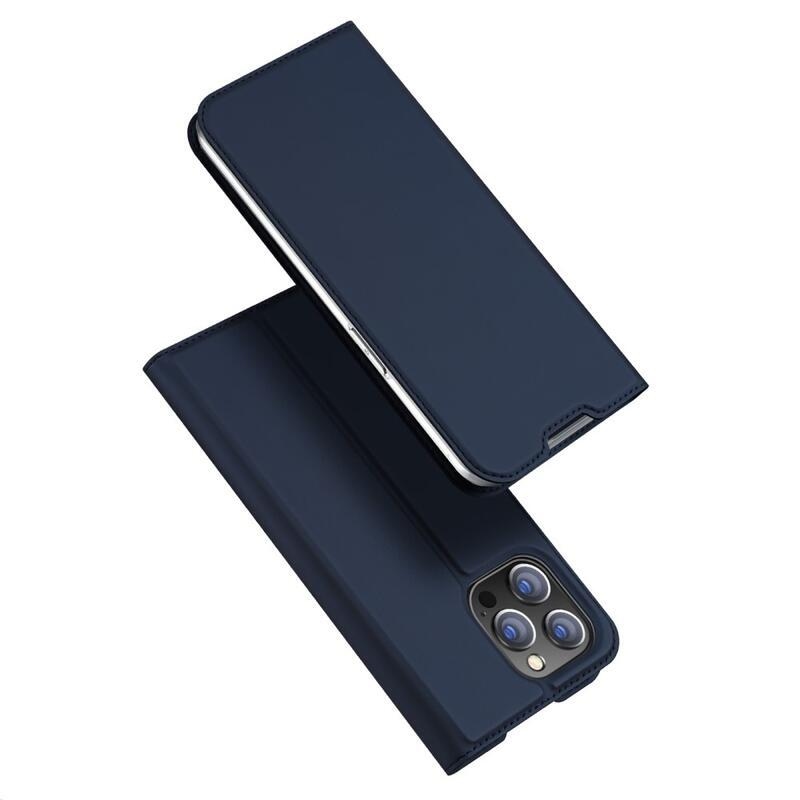 DUX elegantné PU kožené púzdro pre mobil iPhone 14 Pro 6.1 - tmavomodré