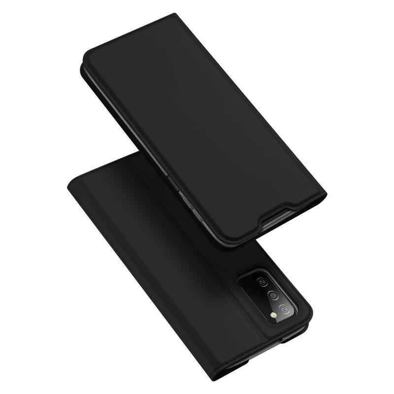 DUX elegantné PU kožené puzdro pre mobil Samsung Galaxy A03s (166.6 x 75.9 x 9.1mm) - čierne