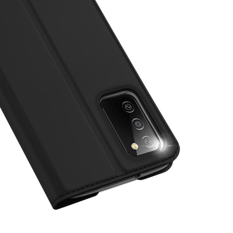 DUX elegantné PU kožené puzdro pre mobil Samsung Galaxy A03s (166.6 x 75.9 x 9.1mm) - čierne