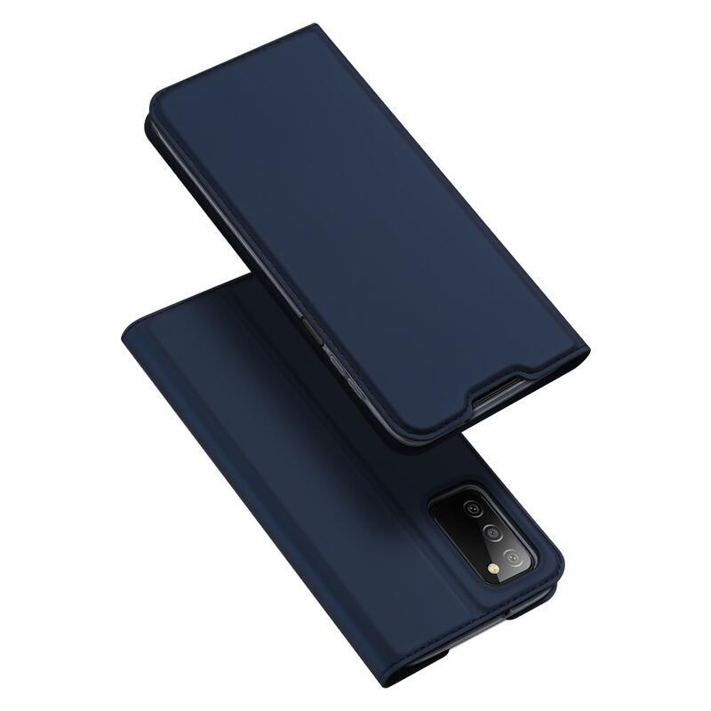 DUX elegantné PU kožené puzdro pre mobil Samsung Galaxy A03s (166.6 x 75.9 x 9.1mm) - tmavomodré