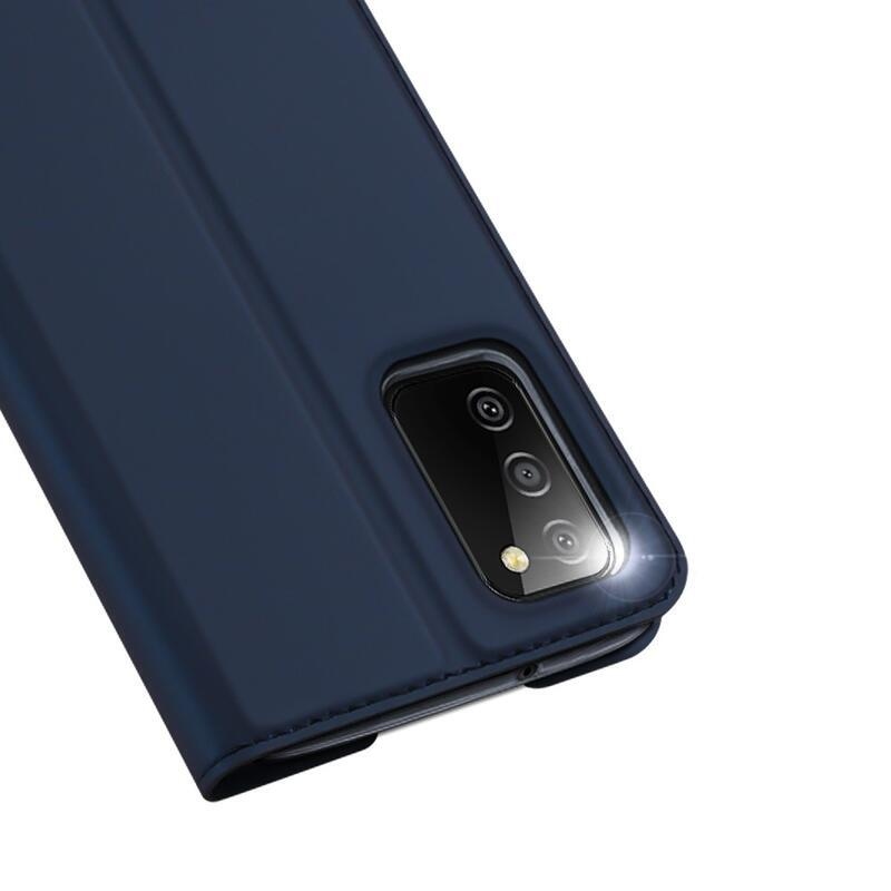 DUX elegantné PU kožené puzdro pre mobil Samsung Galaxy A03s (166.6 x 75.9 x 9.1mm) - tmavomodré