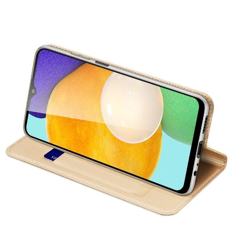 DUX elegantné PU kožené puzdro pre mobil Samsung Galaxy A03s (166.6 x 75.9 x 9.1mm) - zlaté