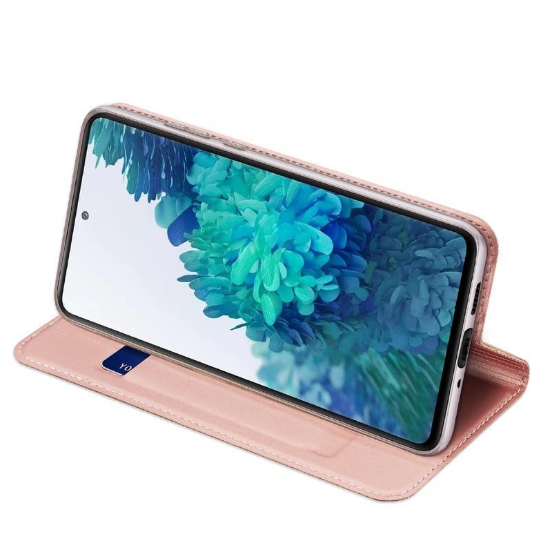 DUX elegantné PU kožené puzdro pre mobil Samsung Galaxy S20 FE / S20 FE 5G - růžovozlaté