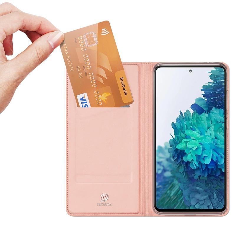 DUX elegantné PU kožené puzdro pre mobil Samsung Galaxy S20 FE / S20 FE 5G - růžovozlaté