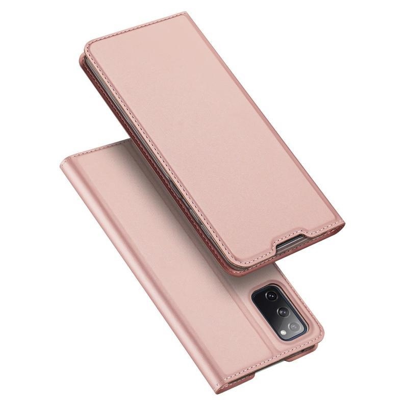DUX elegantné PU kožené puzdro pre mobil Samsung Galaxy S20 FE / S20 FE 5G - růžovozlaté