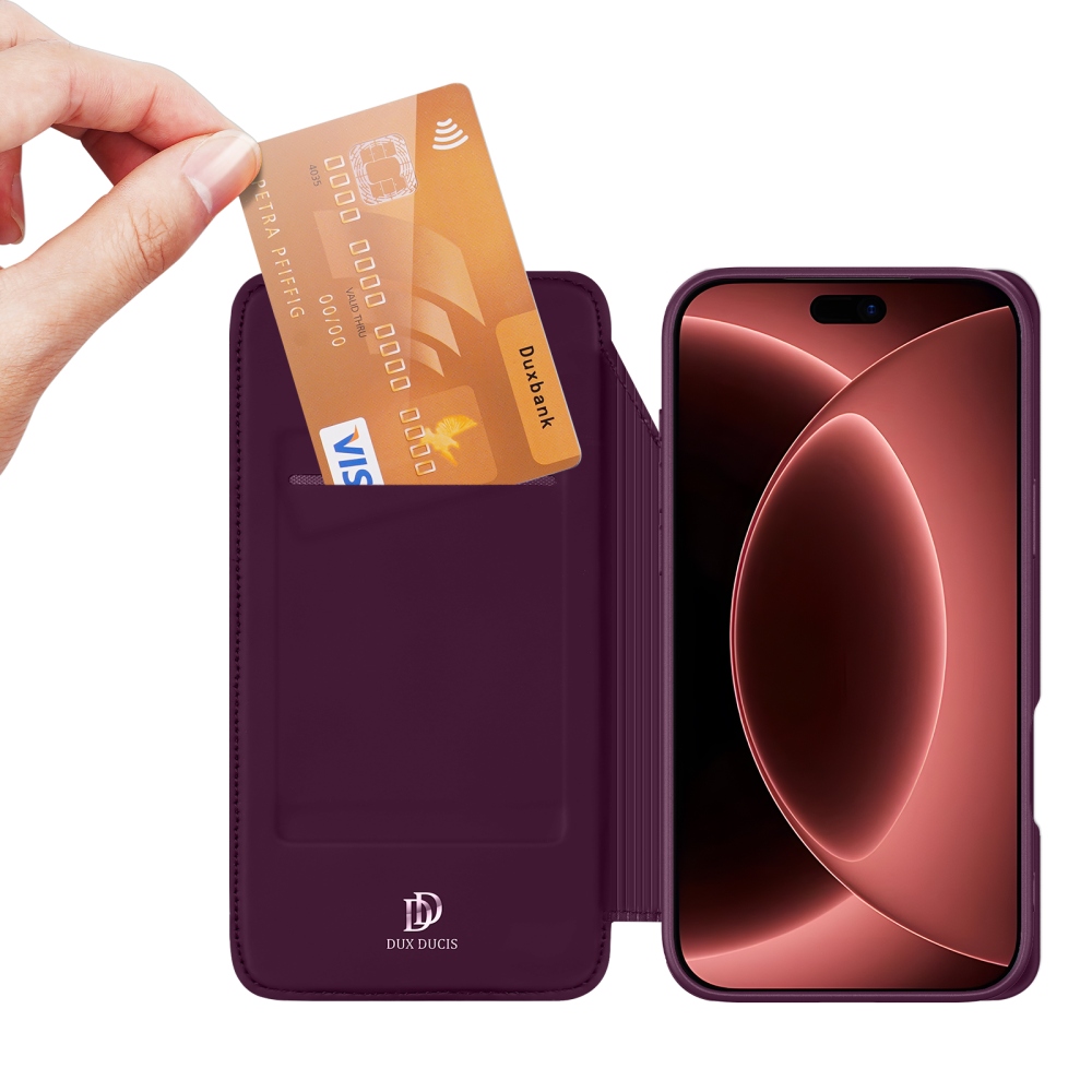 DUX knižkové púzdro na iPhone 18 Pro Max/17 Pro Max - vínový