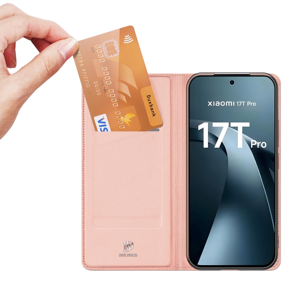 DUX knižkové púzdro na mobil Xiaomi 17T Pro - ružovozlaté