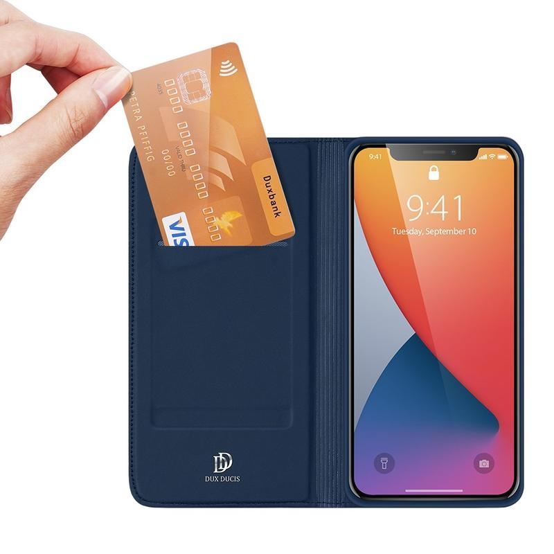DUX PU kožené peněženkové puzdro na mobil iPhone 12 Pro Max 6,7 