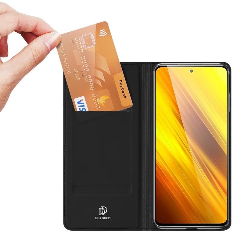 DUX PU kožené peněženkové puzdro na mobil Xiaomi Poco X3/X3 Pro - čierne