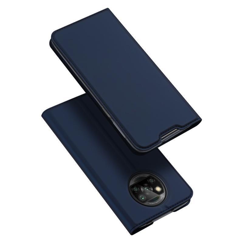DUX PU kožené peněženkové puzdro na mobil Xiaomi Poco X3/X3 Pro - tmavomodré