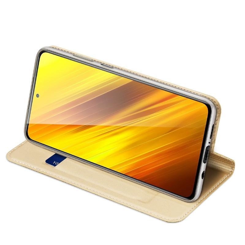 DUX PU kožené peněženkové puzdro na mobil Xiaomi Poco X3/X3 Pro - zlaté