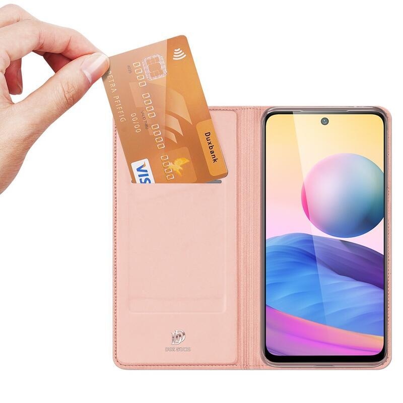 DUX PU kožené peněženkové puzdro na mobil Xiaomi Redmi Note 10 5G / Poco M3 Pro 4G / 5G - ružové